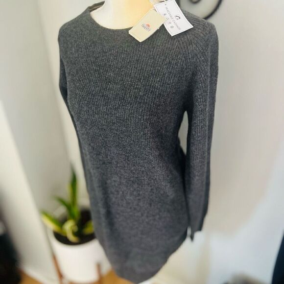 FAHERTY Stowe Cashmere Sweater Dress, 100% Cashmere, Gray, Large, (12/14), NWT - Picture 12 of 16